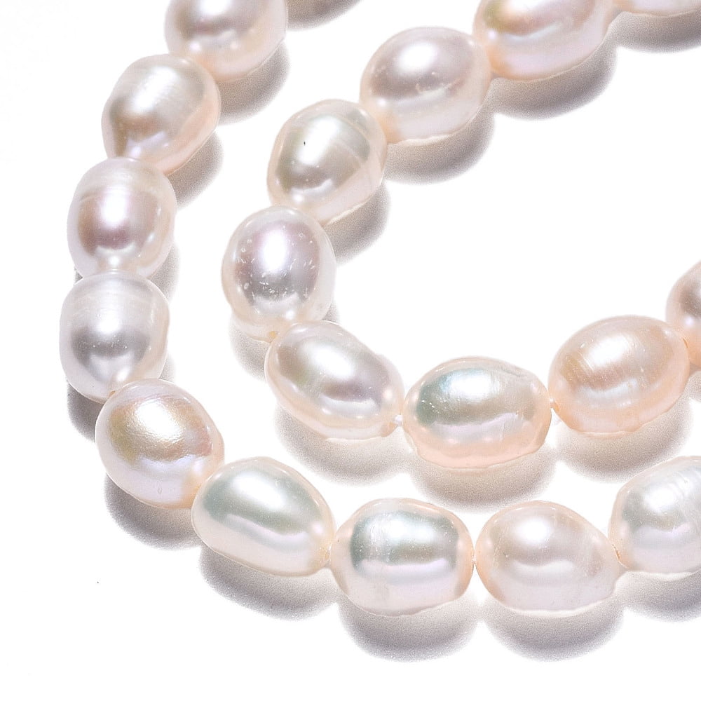 Natural Cultured Freshwater Pearl Beads Strands Rice Creamy White 8~9x6~7mm Hole: 0.7mm about 36~38pcs/strand 13.78 inch(35cm)