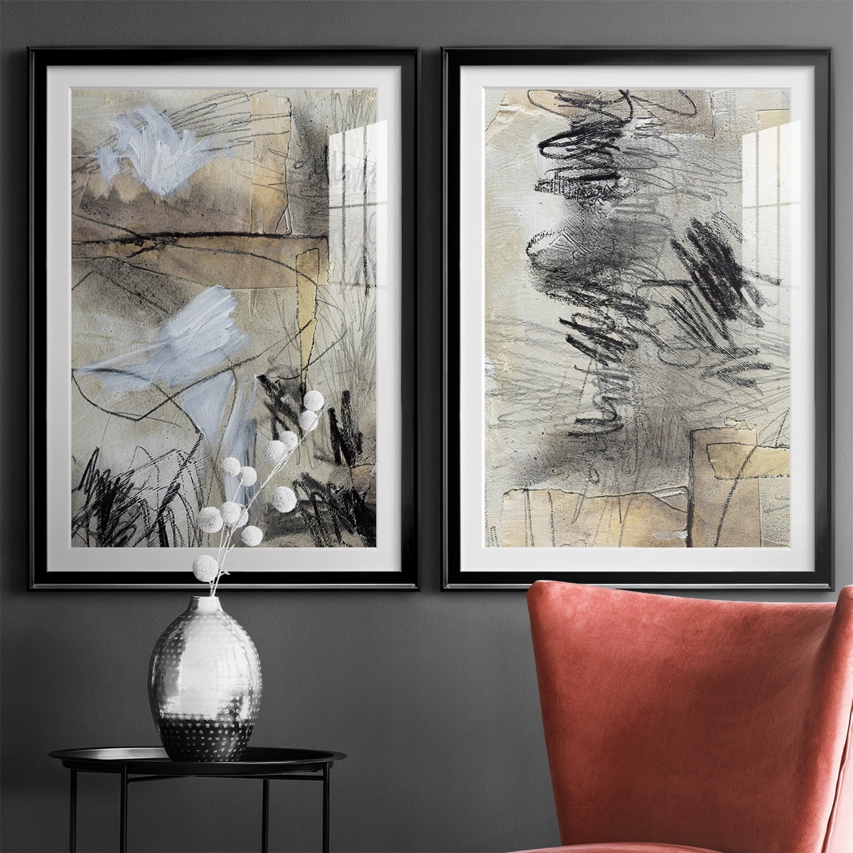 Wexford Home Masked Notes I Premium Framed Print, 26.5" x 36.5" - Ready to Hang, Black (Set of 2)