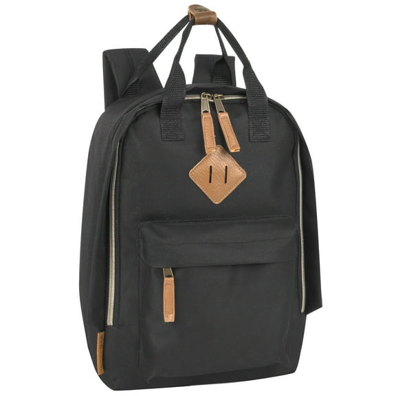 Madison & Dakota 13.5”L Mini Canvas Backpack for Everyday, School, Recreation, Commuting and Travel in Black