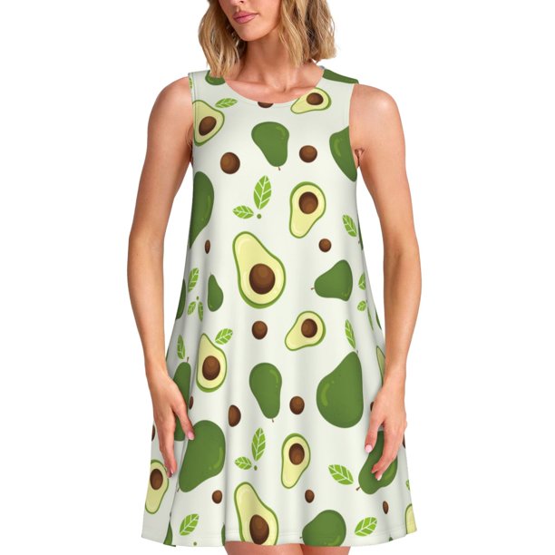 Disketp Green Avocado para Vestido sin Mangas para Mujeres, Vestidos de Verano para Mujeres, Casual y Holgado para la Playa