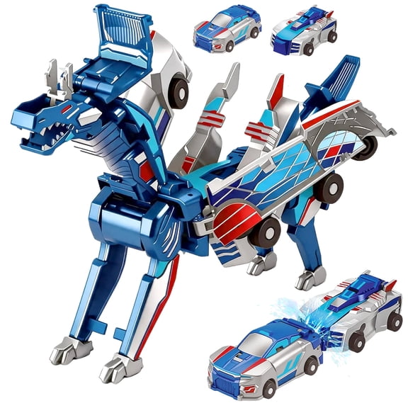 Chuvikid 2 in 1 Dragon Transforming Car Robot Toys for Kids,Automatic Deformation of Magnetic Connections,Interactive Toy Gift for Boys Girls Ages 6-12
