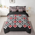 thumbnail image 2 of Castle Fairy Minimalist Checkered Twin Bedding Sets,Black Red Grey Bedding Comforter Set, 2 of 8