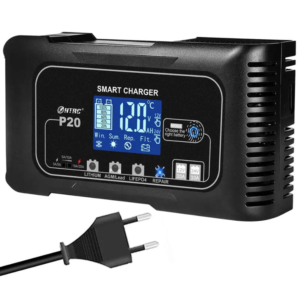 20-Amp Smart Battery Charger 12V/20A and 24V/10A For Lithium Lifepo4 Lead-A I8N1