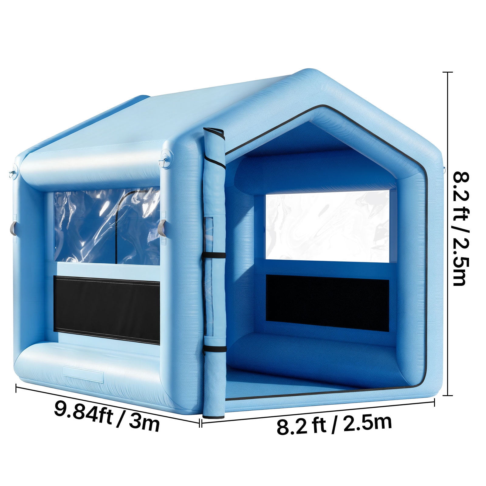 VEVOR Inflatable Paint Booth, 9.84 x 8.2 x 8.2 ft, Inflatable Spray Booth with 550W Powerful Blower and Air Filter System, Triangular Roof, for Painting Bicycle, Motorcycle, Automotive Sheet Metal