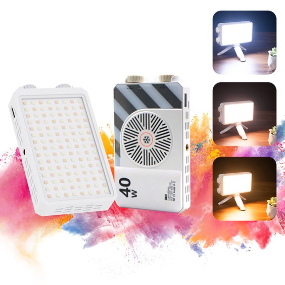 Zmisner Portable 40W RGB 120 LED 2500~9000K 8000Lux CRI95 TLCI98 Dual Color Temperature 6400Mah Rechargeable Pocket Flat Fill Light White with 1/4" Thread for Selfie, Taking Pictures and Live