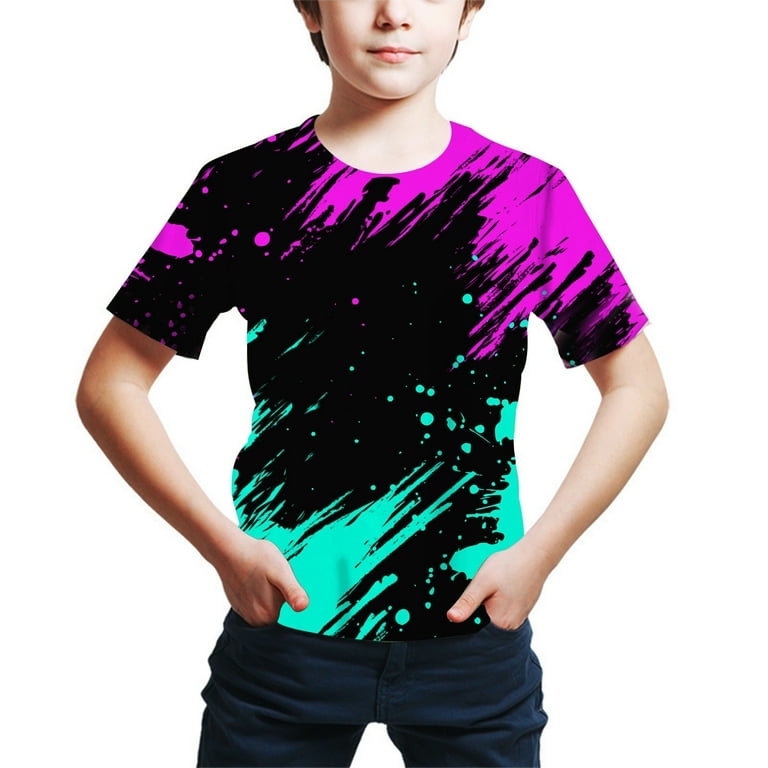 Aboser Boys Neon Graphic Tees Size 8-10 Boys Novelty Tie Dye