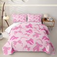 thumbnail image 2 of Erosebridal Line Pink Bow Quilt King,Sketch Coquette Bowknot King Coverlet Set For Girls,3-Piece, 2 of 7