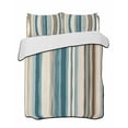 thumbnail image 2 of Turquoise Beige King Size Down Alternative Comforter, Lightweight Comforter Quilt Bedding Set with Pillow Shams Boho Vertical Stripes Bohemian Retro All Seasons Bed Comforter Duvet Insert 96"x106", 2 of 7