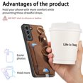 thumbnail image 4 of Wallet Case Compatible with Samsung Galaxy S21 FE with Card Holder, 360° Rotation Finger Ring Stand PU Leather Cover Drop Protection with Magnetic Snap Case Cover for Galaxy S21 FE - Brown, 4 of 8