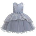 thumbnail image 1 of Yuyuzo Robe Florale pour Bébé Fille Nœud Papillon Robe de Princesse Mariage Robe de Fête d'Anniversaire en Tulle Superposé, 1 of 7