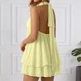 thumbnail image 5 of Chiffon Dresses for Women Halter Drop Waist Mini Dress Ruffle Wedding Guest Dress with Built-in Shorts Backless Flowy Summer Dresses for Club, Night Out and Holiday Brunch Outfits, 5 of 8