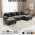 thumbnail image 5 of Gacale 112" U-Shaped Chenille Sectional Sofa with Double Chaise Loungers - Sectional Couches Modular Design for Living Rooms and Apartments - Dark Grey, 5 of 7