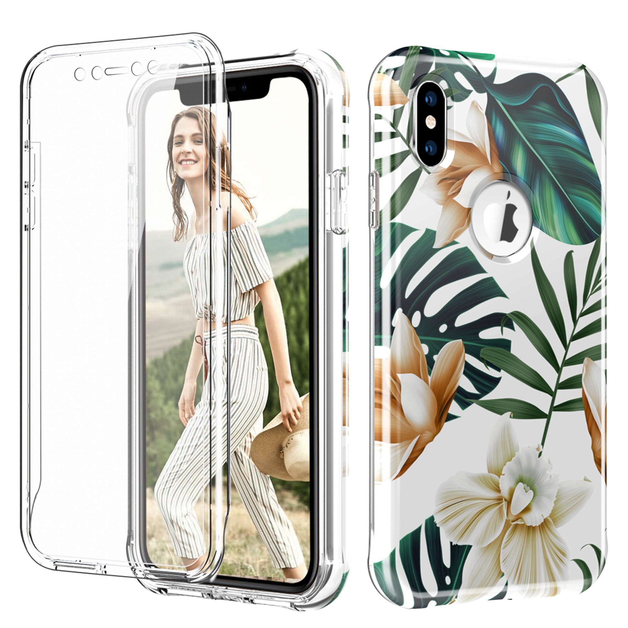 iPhone XS Max Case, Dteck body Protection Shockproof Hybrid Hard PC+Soft TPU Dual Layer Protective Case Built-in Screen Cover For Apple iPhone XS Max 6.5 inch, White Flower Walmart.com