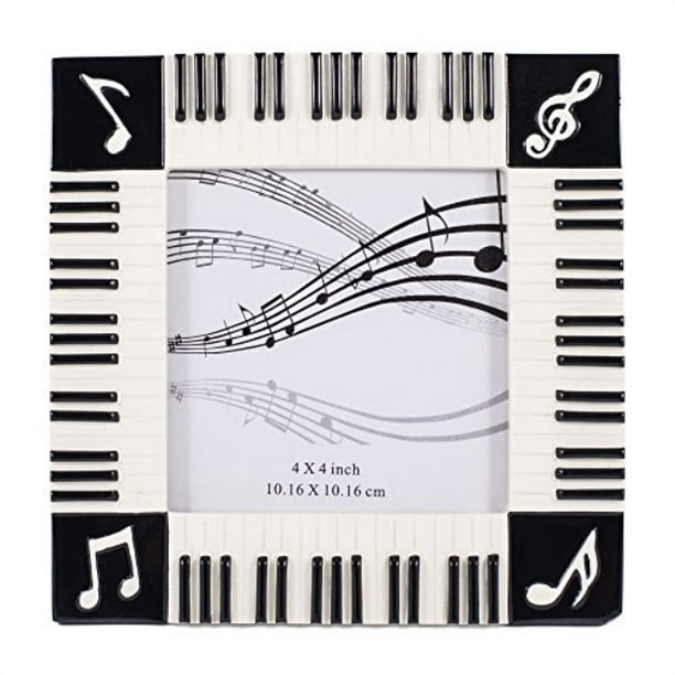 Piano Keyboard Musical Notes Treble Clef Decorative 4x4 Picture Frame