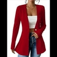 thumbnail image 2 of Chaqueta de Traje Informal de Oficina para Mujer, de Larga, con un Botón y Abertura Frontal, con Diseño de Gofre Rojo M, 2 of 8