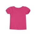 thumbnail image 3 of vastwit Kids Girls Short Puff Sleeve Pullover Top Summer Cotton Basic T-shirts Hot Pink 4-5, 3 of 5