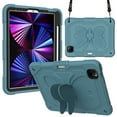 thumbnail image 4 of JTCASES for iPad Pro 11 2022/2021/2020/2018, iPad Air 5th/4th Generation Case, Crossbody Lanyard Pencil Holder Butterfly Wings Kickstand PC Silicone Kids-friendly Sockproof Back Shell,Darkgreen, 4 of 9