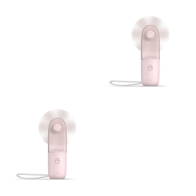 Ventilador de mano Inteprter bolsillo USB con 3 velocidades Dispositivo de enfriamiento Humidificador de viento Rosa 2Conjunto