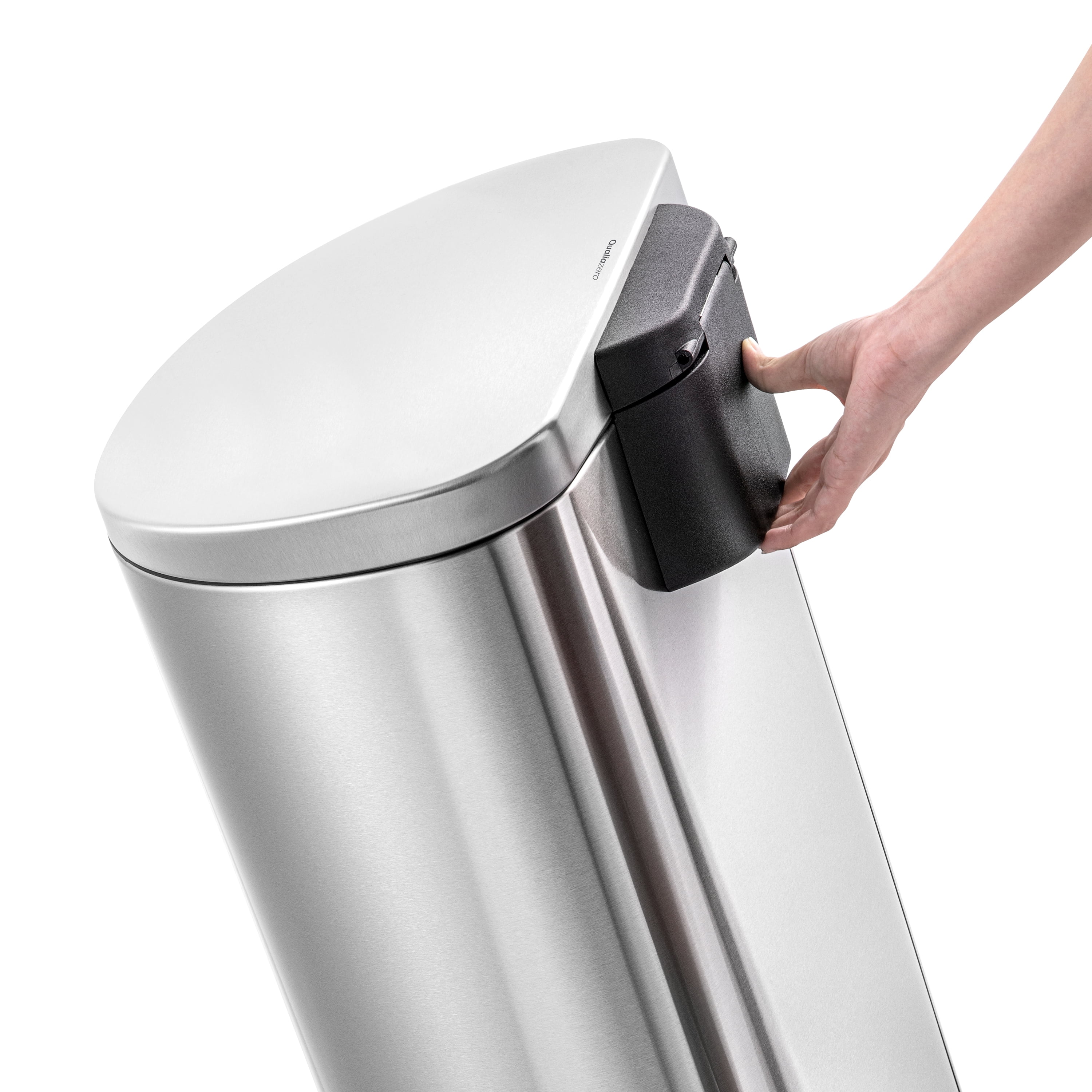 Qualiazero Kitchen Bathroom Trash Can Combo, 13.2 Gallon and 1.6 Gallon Stainless Steel Step Garbage Bin with Soft Close Lid, Silver
