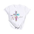 thumbnail image 3 of AGWOLF Easter Shirts for Women Christian T-shirts Short Sleeve Colorful Cross Print Tee Tops Religious Quotes Shirt Womens Easter T Shirts, 3 of 6