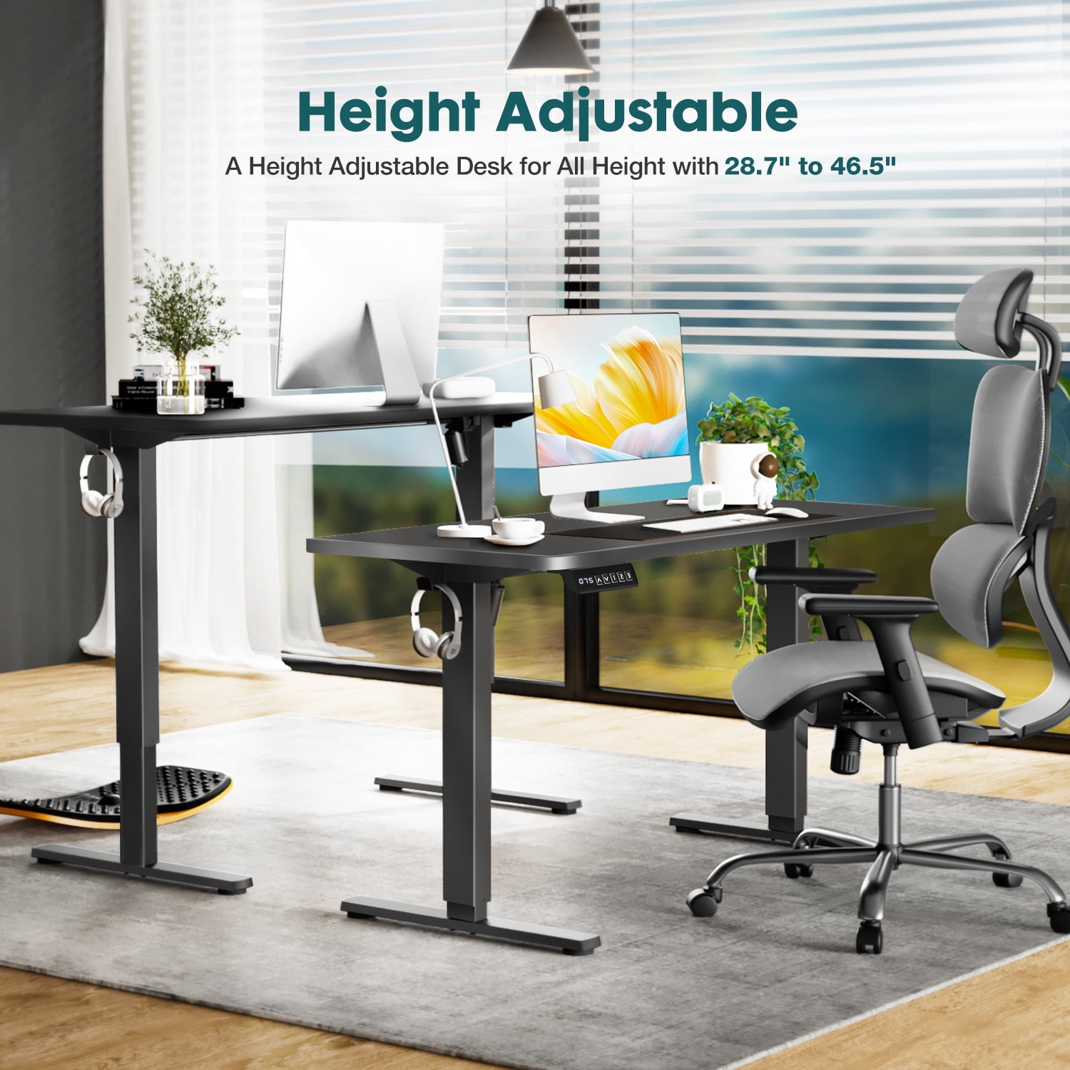 TINKLE WELL Updated Electric Standing Desk, 63 x 24'' Adjustable Height Electric Standing Computer Desk, Ergonomic Workstation with 3 Memory Controller, Bamboo Texture, Black