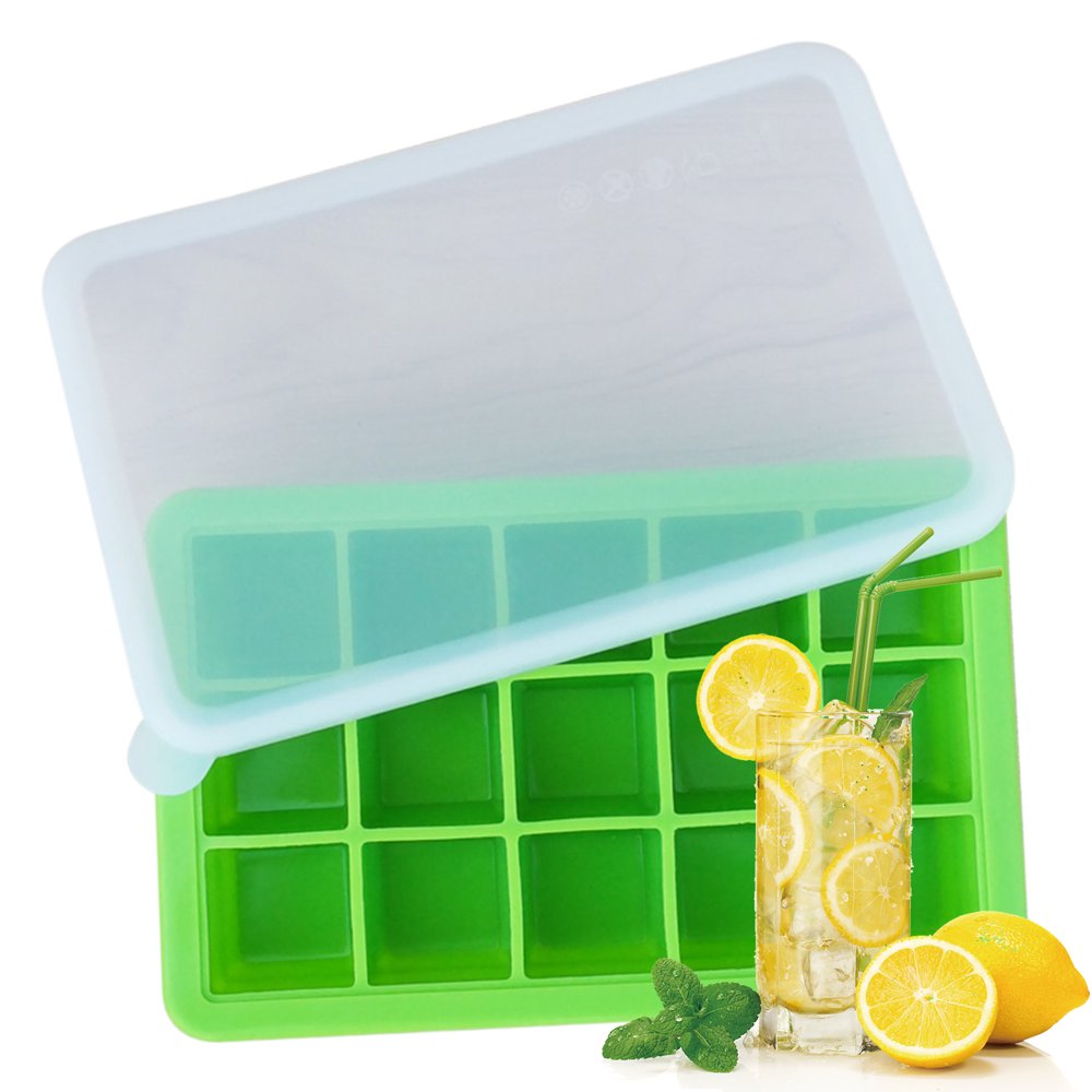 Ice Cube Trays Release Silicone 15 Grids Ice Trays with SpillResistant