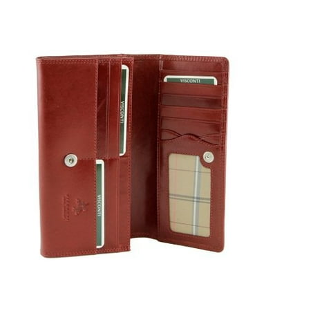 Visconti Monza-10 Ladies Large Soft Leather Checkbook Wallet (Red) - www.ermes-unice.fr