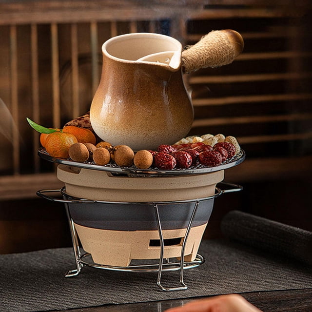 Tetera de cerámica, tetera, calentador de té, tetera de hojas sueltas, calentador de leche, jarra de leche, jarra de cerámica para café, senderismo, Pequeño Marrón