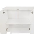thumbnail image 7 of Modern 4-door Intaglio Cabinet With Adjustable Shelf - White For Everywhere Storage In Solid Pine Legs & Wood Pulls Bedroom, Living Room, Kitchen, 7 of 7