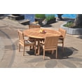 thumbnail image 4 of Grade-A Teak Dining Set: 4 Seater 5 Pc: 60" Round Table And 4 Leveb Stacking Arm Chairs Outdoor Patio WholesaleTeak #WMDSWVm, 4 of 5