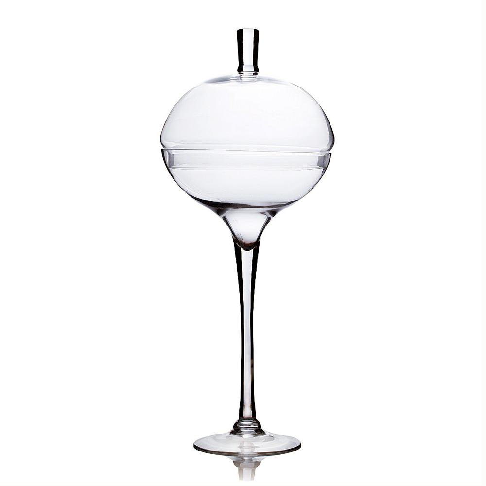 Tall Stemmed Ball Clear Glass Vase, 24Inch