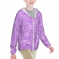 thumbnail image 2 of Cauagu Lilac Glittering Print Sun Protection Jacket for Teen,Full-Zipper Long Sleeve Sun Shirts with Pockets UV Hoodie Shirts Outdoor Athletic Jacket-Large, 2 of 7