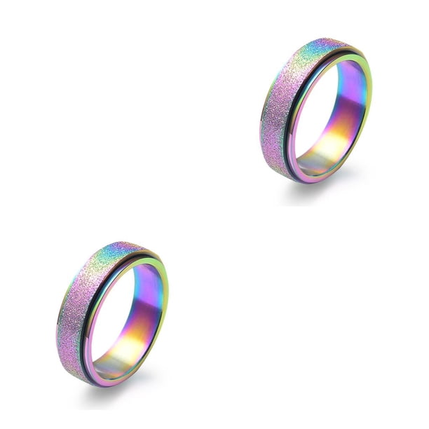 Qarigey Anillo giratorio de acero inoxidable giratorio joyería ansiedad antiestrés fiesta regalo para hombres mujeres, tamaño 6 Type1 NO1 Qarigey CBP587372