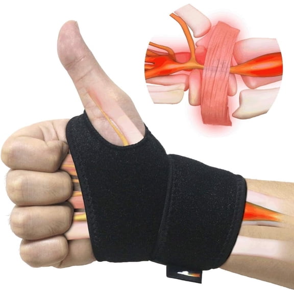 Wrist Brace for Carpal Tunnel, Comfortable and Adjustable Wrist Support Brace for Arthritis and Tendinitis, Wrist Compression Wrap for Pain Relief, Fit for Both Left Hand and Right Hand – Single