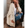 thumbnail image 3 of Sherrylily Women Chunky Popcorn Cardigan Open Front Boyfriend Batwing Fuzzy Knit Coat, 3 of 7