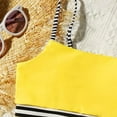 thumbnail image 6 of Bullpiano 7-11T Teen Girls Swimsuits Two-Pieces Bathing Suits Summer Vacation Gift for Girls Padded Striped Top And Bottoms Quick Dry Swimwear Kids Sunsuit Tankini Suit (Yellow), 6 of 7
