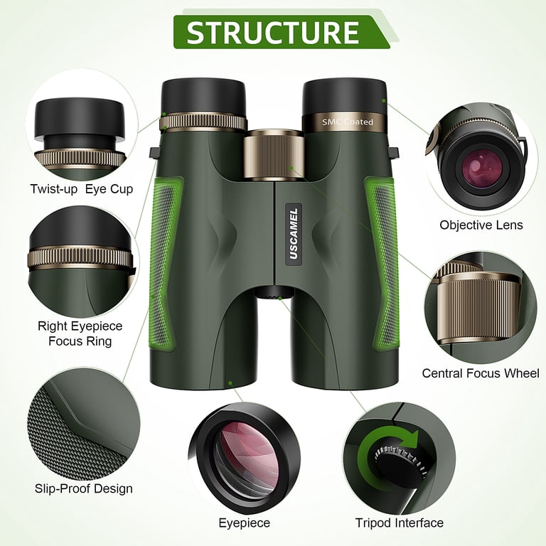 BNISE HD 10x42 Binoculars, SMC Coating, High Focus Observation for