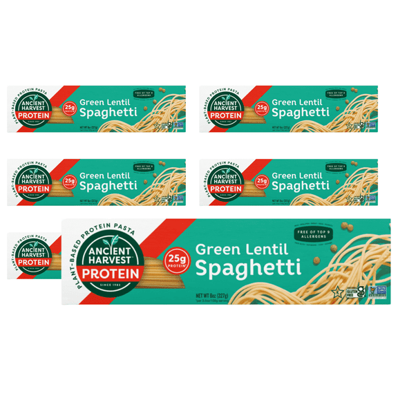 Ancient Harvest Plant-Based Protein Pasta, Green Lentil Spaghetti, 8 oz Box (Pack of 6)