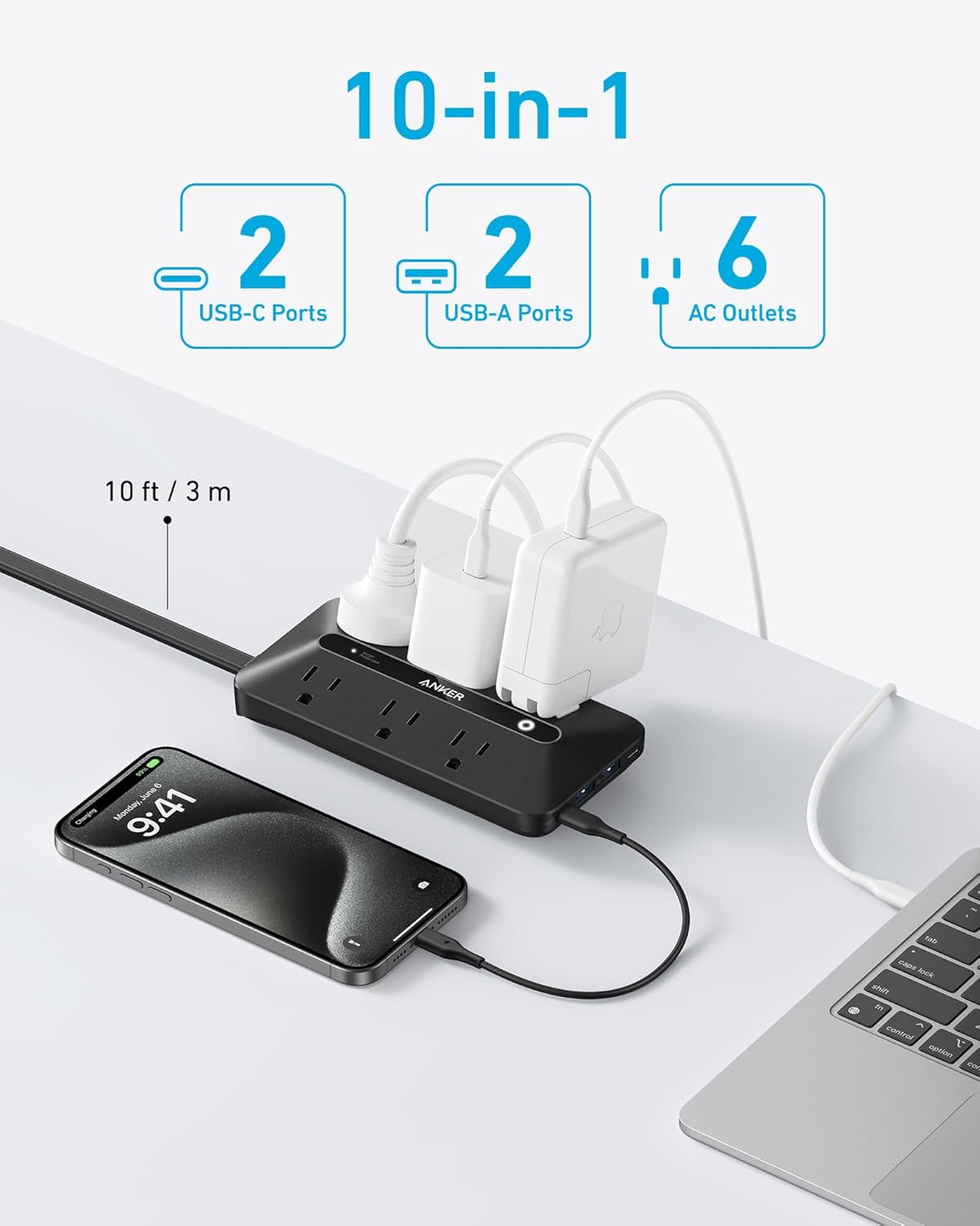 Anker Power Strip with 300J Surge Protector