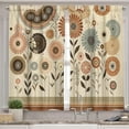 thumbnail image 2 of Botanical Valance & Tier Curtain 3 pcs Set, Pastel and Boho Earthy Colors of Garden Blooms with Circular Flowers, Window Treatments for Kitchen Room Decor, 55" x 36", Eggshell Rust and Sepia, 2 of 4