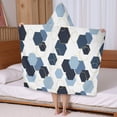 thumbnail image 5 of Blue Gold Hexagon Marble Hooded Bath Towel，50"x30" for Ages 3 To 12 Kids, Quick Dry Lightweight Soft Microfiber Hood Beach Towel Cover Up for Kids, 5 of 7