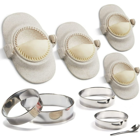Empanada Maker Press, Extra Large 6-inch Dumpling Maker Set with Dough Cutter, Dumpling Mold Set for Pierogi, Pastelitos, Calzone, Turnovers, Chinese Dumpling, 4Sizes (6"/4"/3"/2.6")