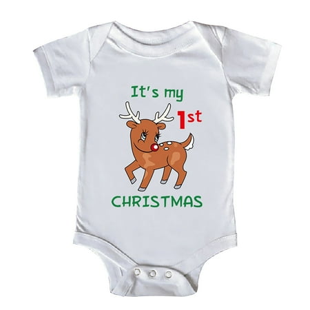

XYIJANI Deals Christmas Boys Bodysuits Christmas Cotton foreign Trade Baby Baby Merry Christmas (White5 12)