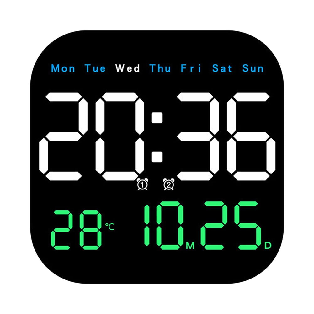 HIKVEX Large Screen Led Digital Wall Clock Humidity Dual Alarm Smart Brightness Remote Control Electronic Clock Decor Three Colors