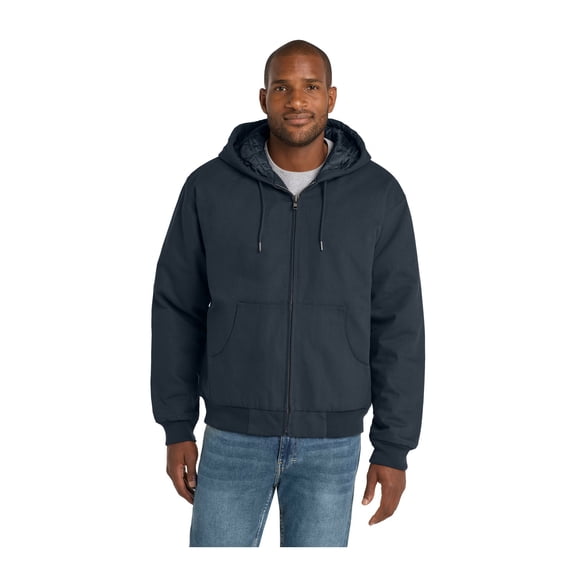 CornerStone Unisex Duck Cloth Hooded Work Jacket | Zip Up Outerwear for Men & Women with Insulated Hood & Hand Warmer Pockets