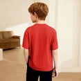 thumbnail image 7 of ITSAME Boys Henley T-Shirts, Comfort Breathable Short Sleeve Loose Fit Summer Casual Fashion Tops Red Size 11, 7 of 7
