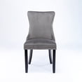 thumbnail image 2 of Velvet Dining Chairs Set of 2, Upholstered Wing-Back Dining Chair with Back Stitching Nailhead Trim and Solid Wood Legs Counter Bar Stools Accent Side Chairs for Kitchen Dining Room, Gray, 2 of 7