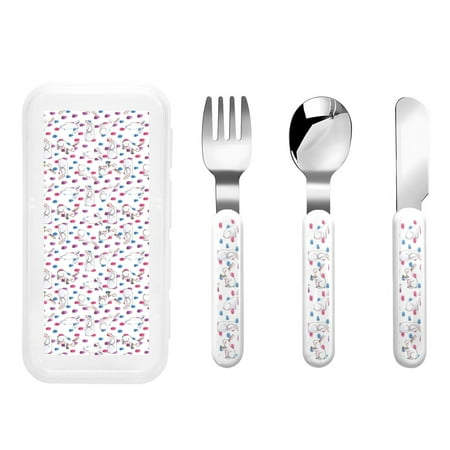 

Zeuib Rabbit Eating Print 3 Pieces Children Fork Spoon Knife Set with Travel Case for Lunch Box Stainless Steel Kids Silverware Flatware Set Kids Utensil Set for School (Fork Spoon Knife)