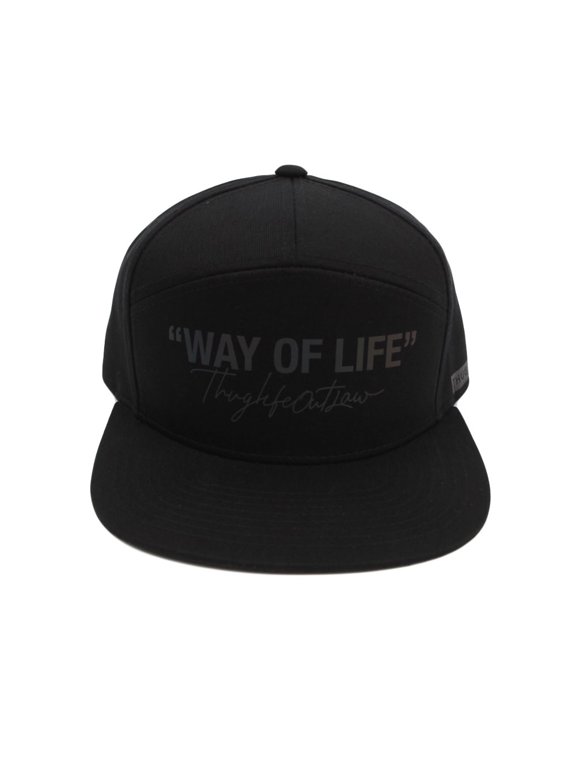 Thuglife Print Cotton Snapback 7 panel Hat Hiphop Flat Bill Baseball Cap AL21503 (Black)