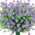 thumbnail image 1 of 10 Uds. De flores artificiales de otoño para exteriores, plantas falsas resistentes a los rayos UV, flores de plástico de color púrpura sintético para decoración de balcón y caja de granja, 1 of 5